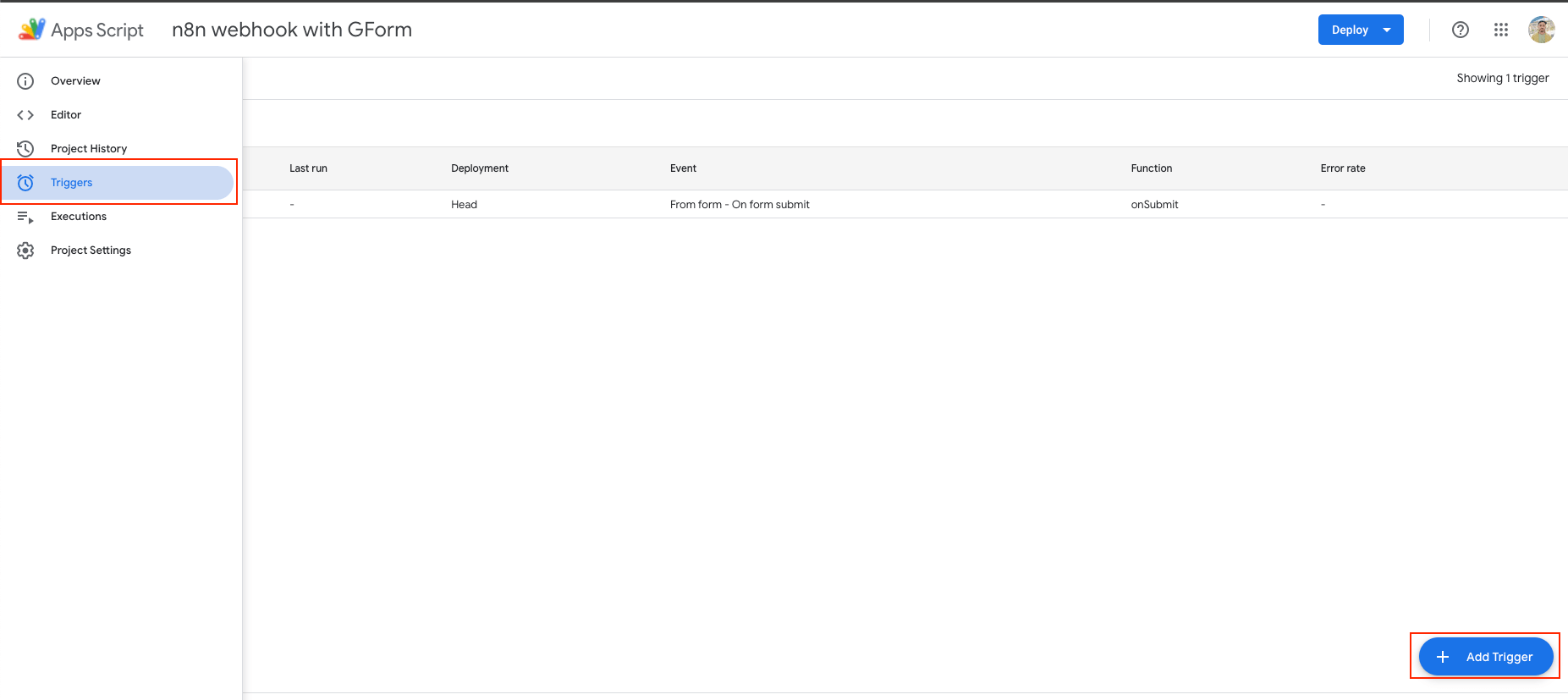 google form submit trigger