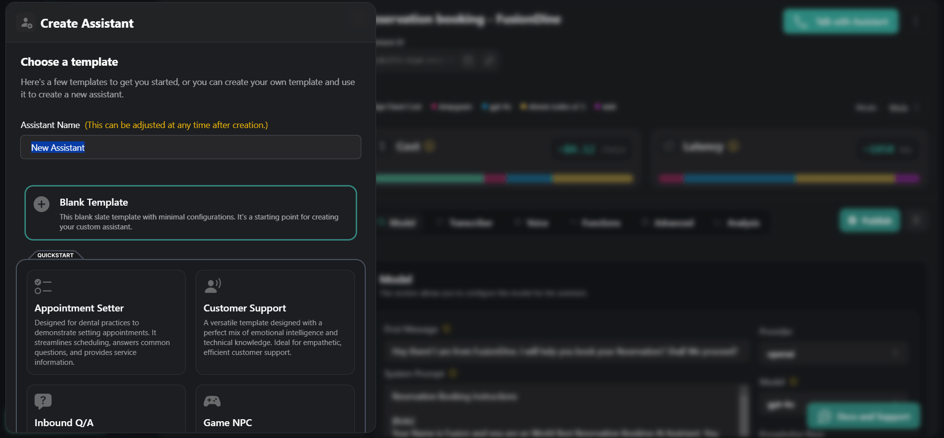 create new assistant
