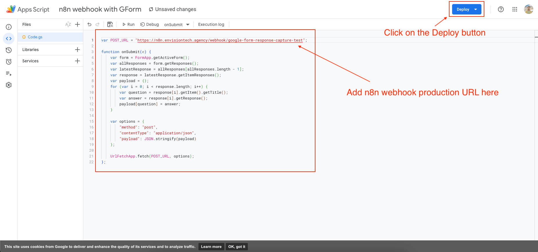 google form app script snippet