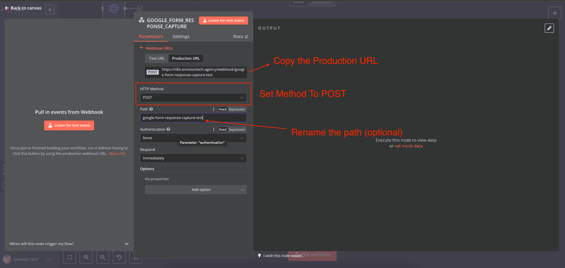 google form capture n8n webhook