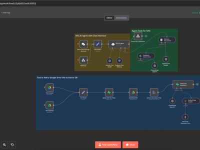 n8n self hosted RAG chatbot flow view
