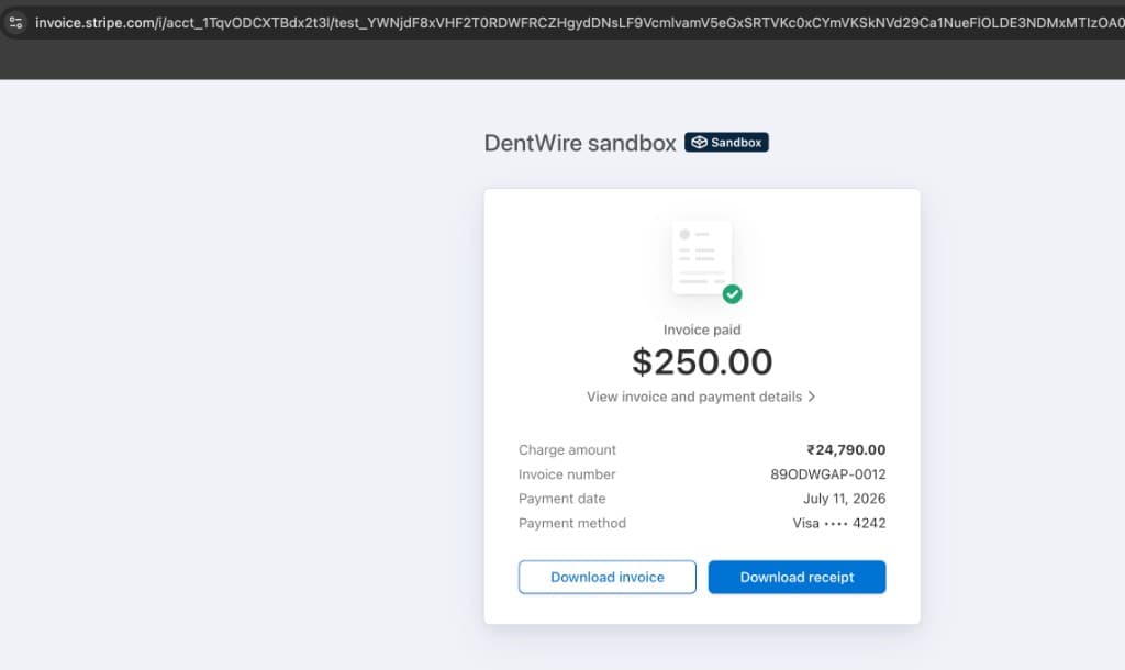 Stripe invoice paid confirmation in FusionSync Client Acquisition System