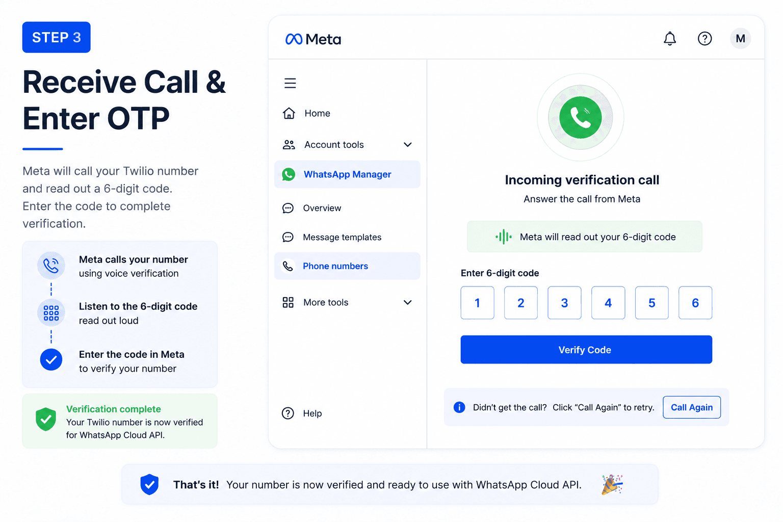 Receive and verify OTP